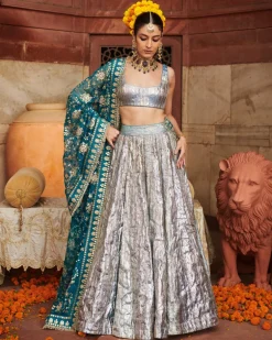 Aasmani Lampi Lehenga Set