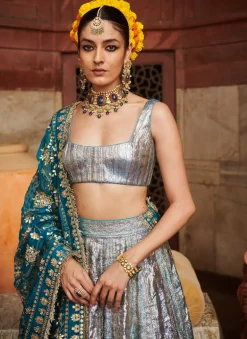 Aasmani Lampi Lehenga Set