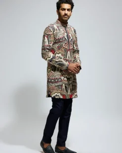 Abstract Heavily Embellished Short Kurta Set