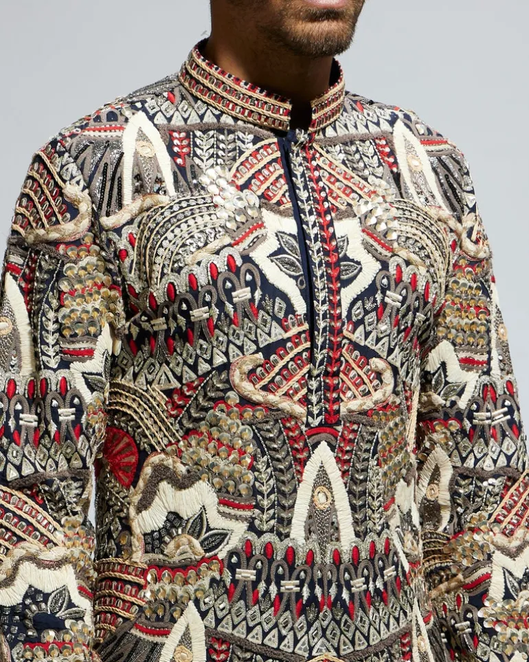 Abstract Heavily Embellished Short Kurta Set