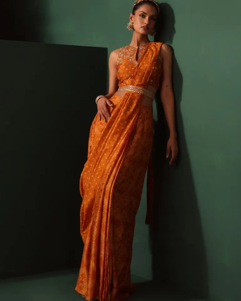Ahana Pre-Draped Sari Set
