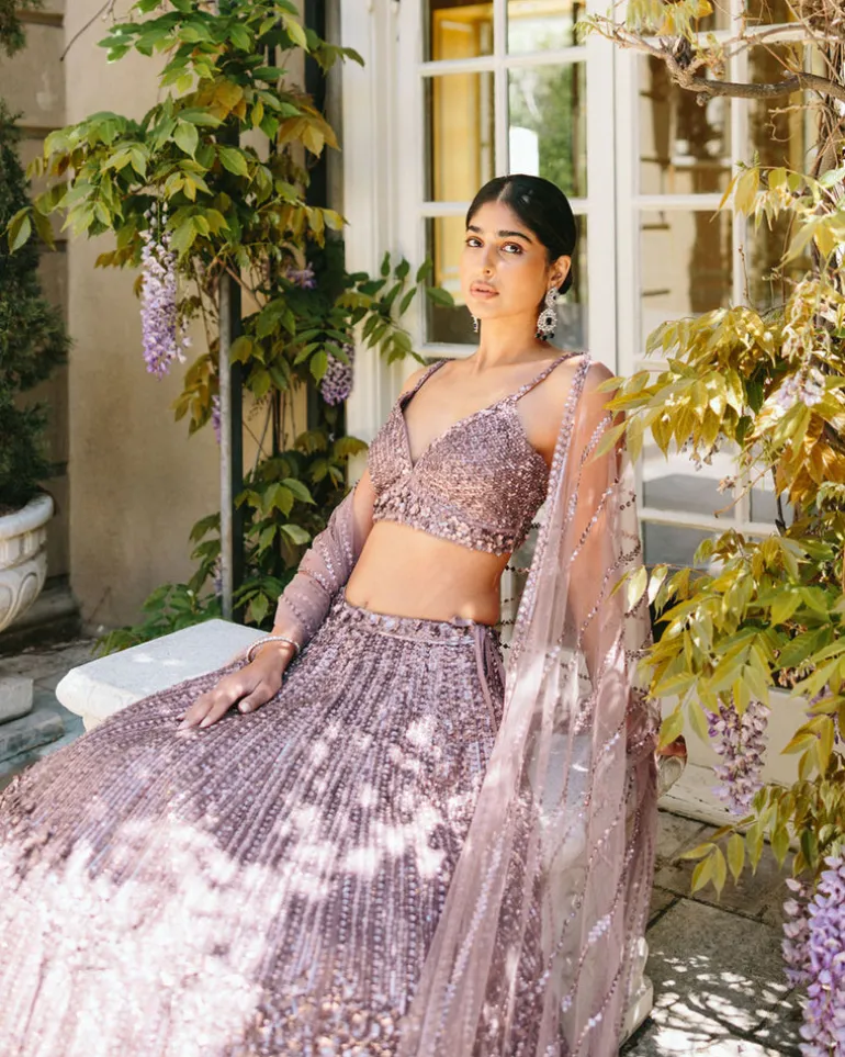 Aiza Dusty Mauve Sequin Lehenga Set