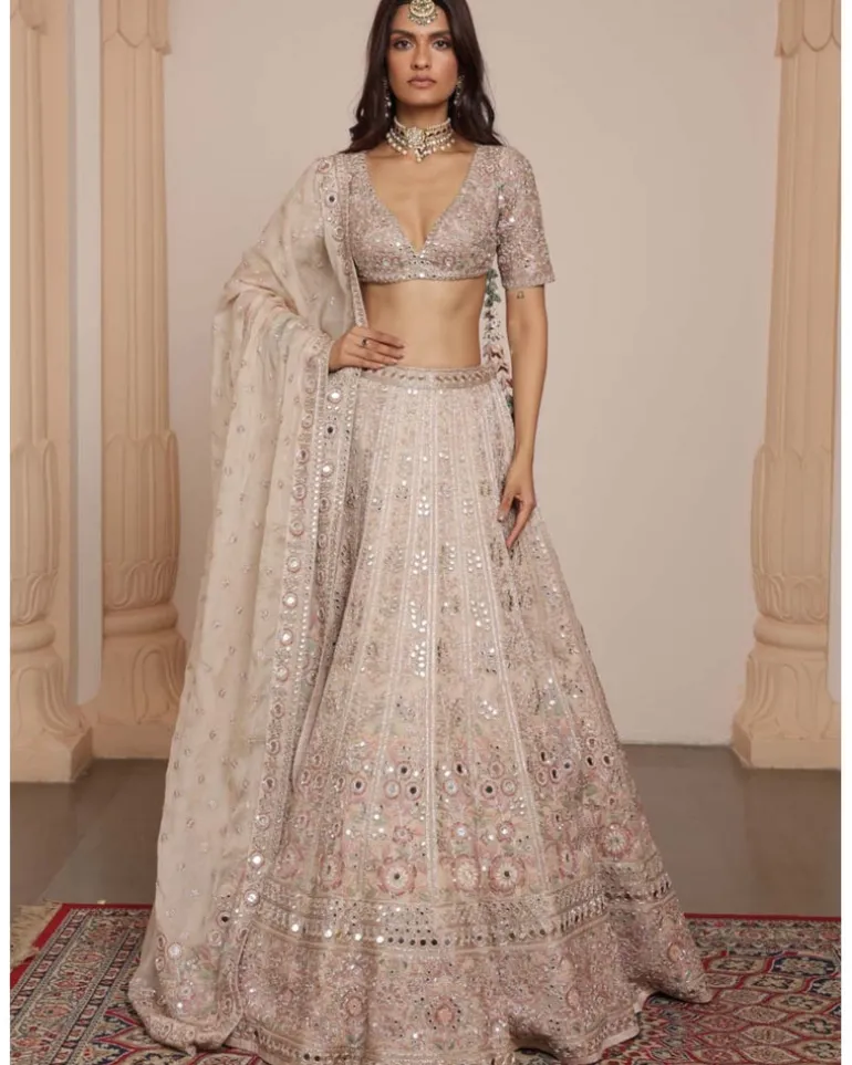 All Gold & Multithread Sand Floral Lehenga Set