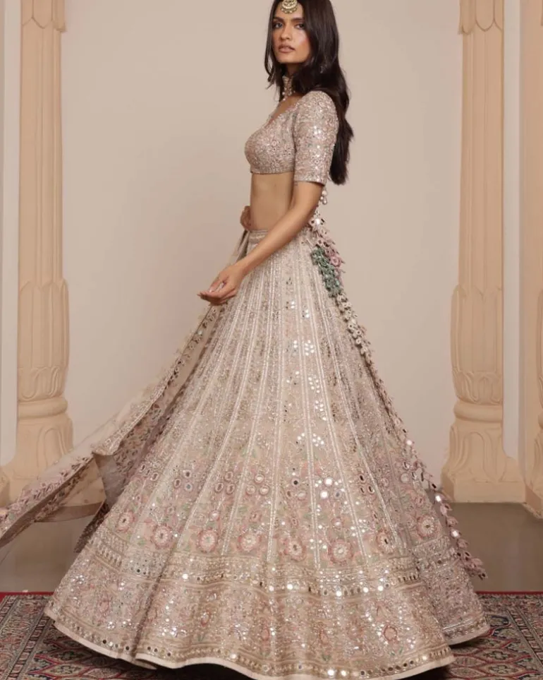 All Gold & Multithread Sand Floral Lehenga Set