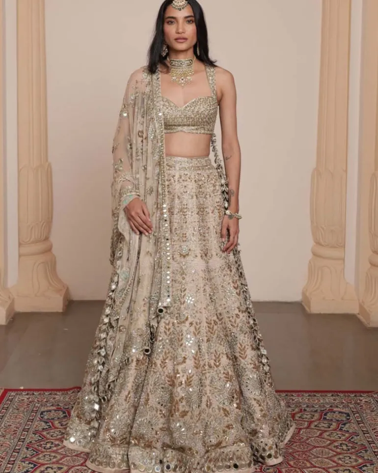 All Gold Sand Floral Lehenga Set