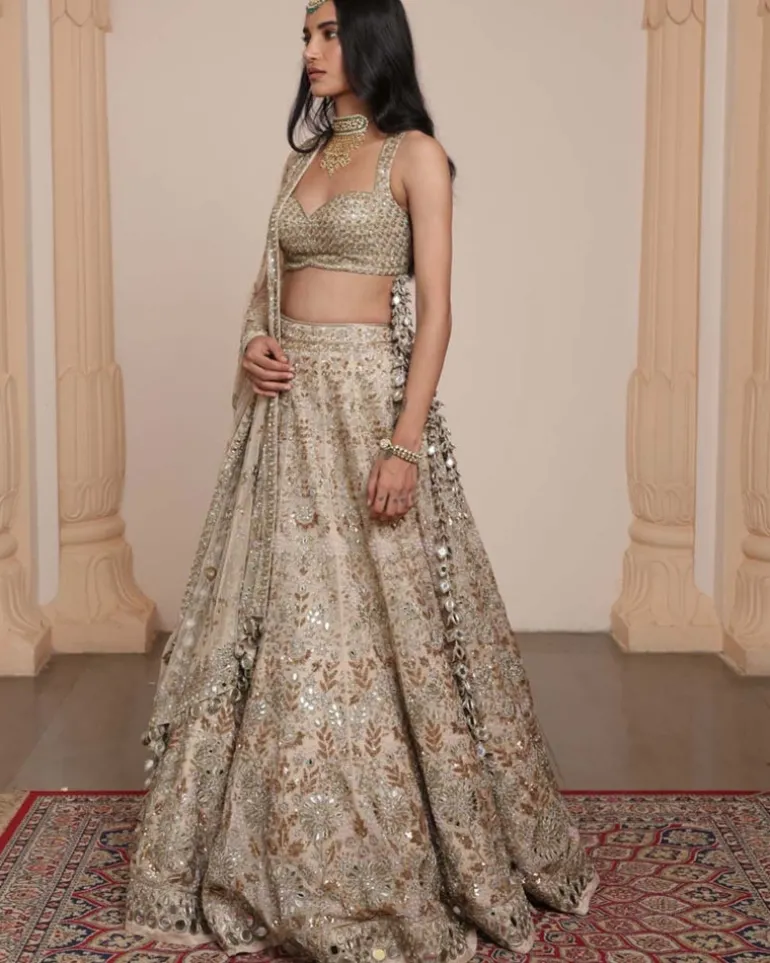All Gold Sand Floral Lehenga Set