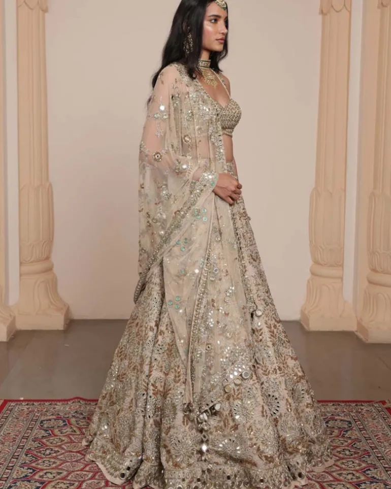 All Gold Sand Floral Lehenga Set