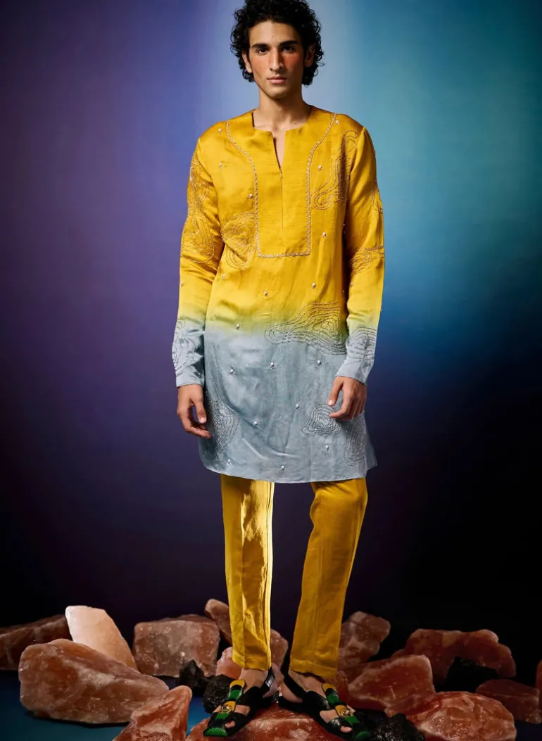 Amber Ombre Ripplet Kurta Set