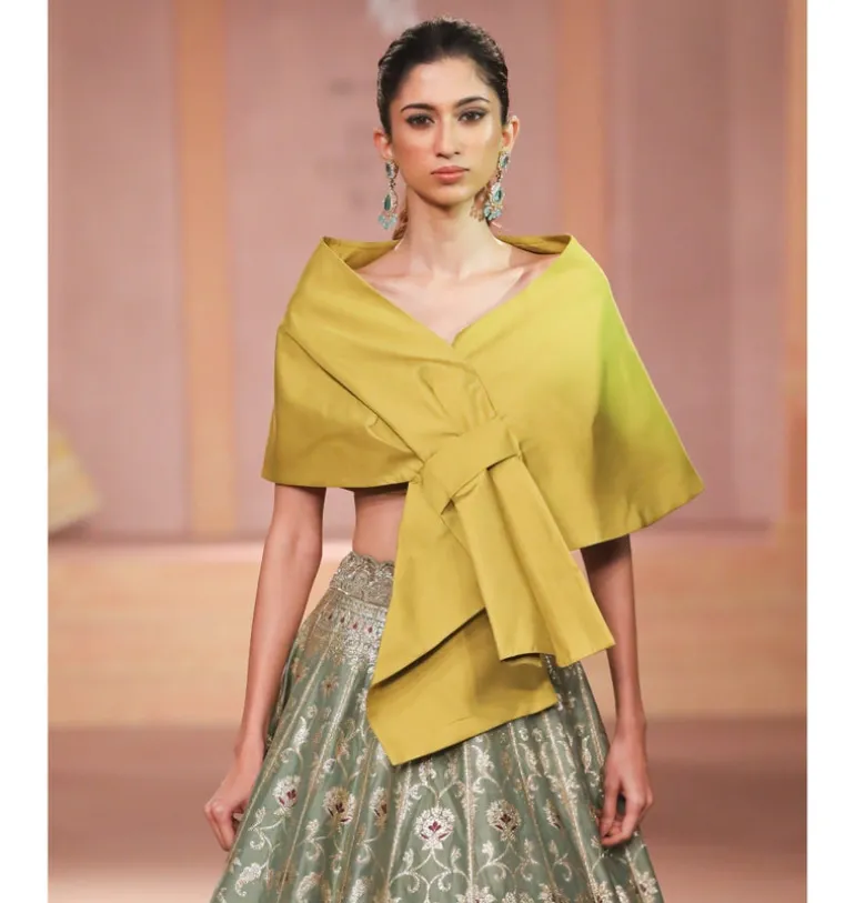 Amira Mint Mustard Lehenga Set
