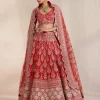 Anise Red Embroidered Lehenga Set
