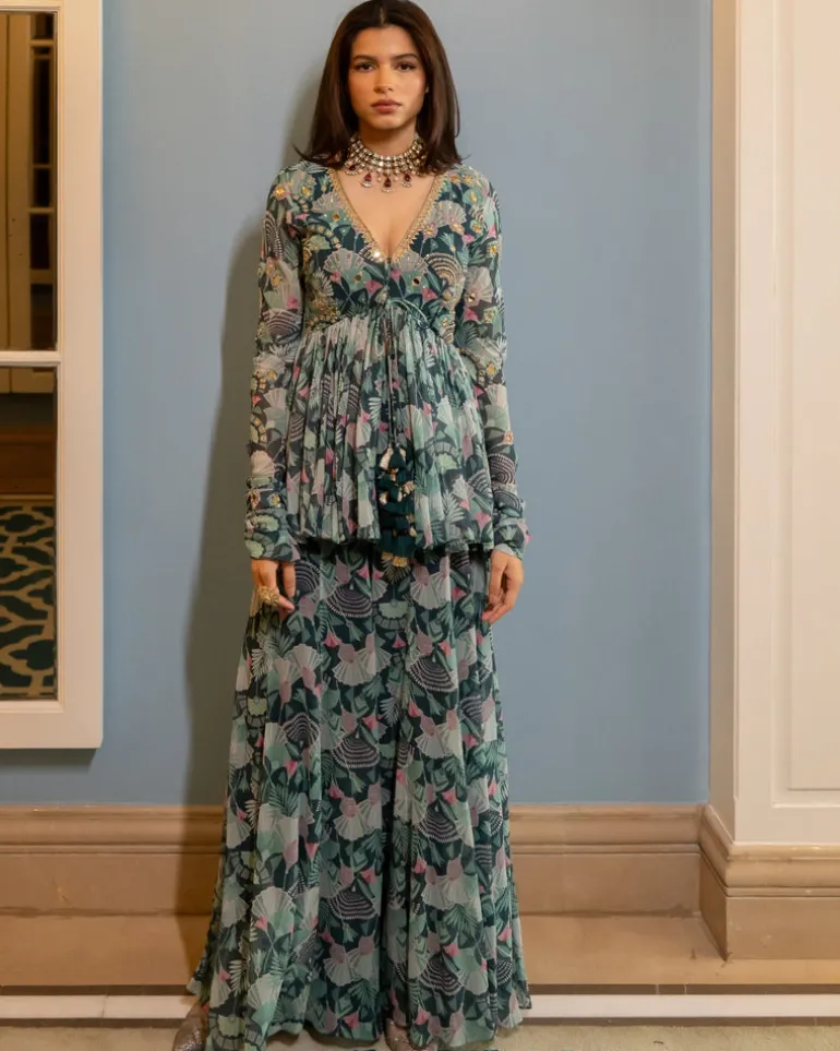 Antique Embroidered Peplum Set