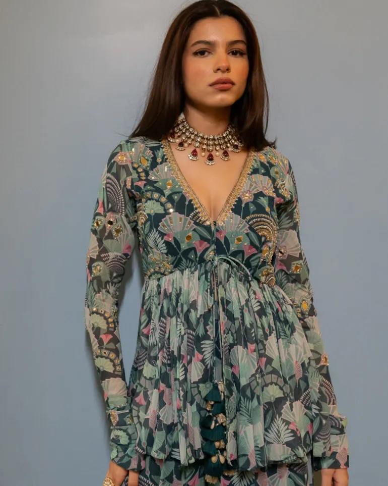 Antique Embroidered Peplum Set