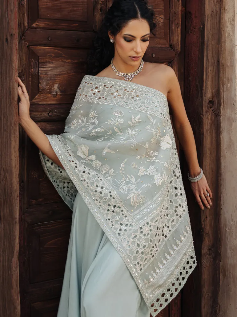 Aqua Bandeau With Pant Set