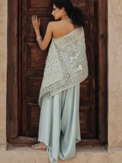 Aqua Bandeau With Pant Set