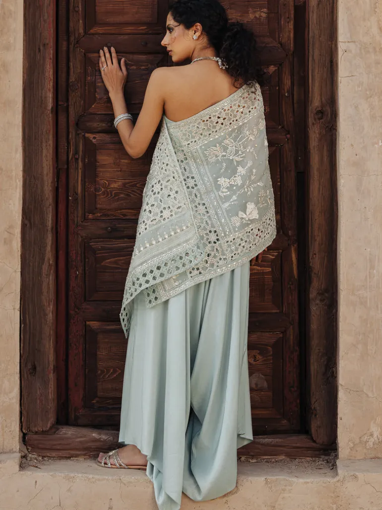 Aqua Bandeau With Pant Set