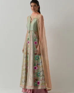Aqua Jacket Anarkali Set