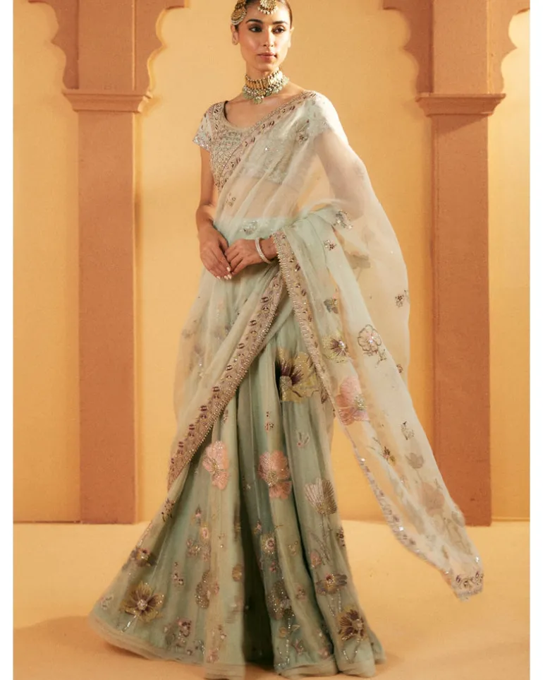 Aquamarine Embroidered Lehenga Set