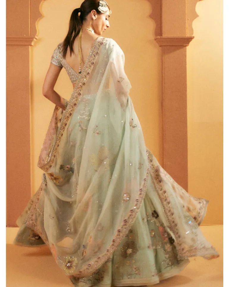 Aquamarine Embroidered Lehenga Set