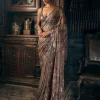Ash Grey Sequin Sari Set