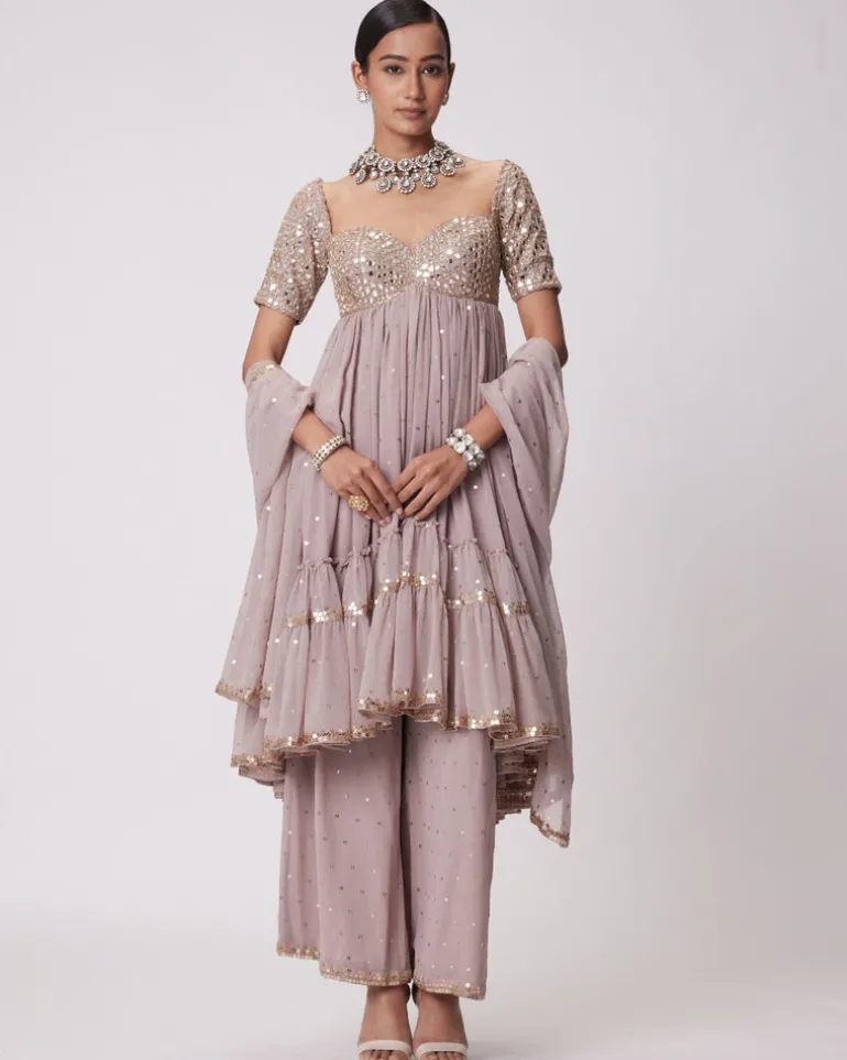 Ash Pink High Low Kurta Set