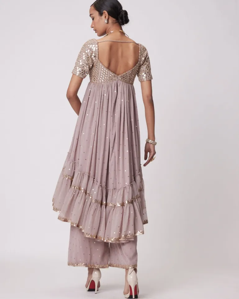 Ash Pink High Low Kurta Set
