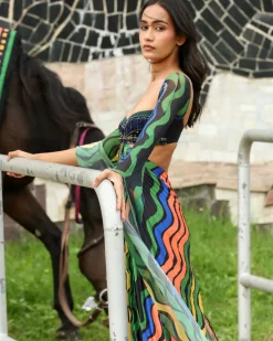 Aurorays Embellished Pleated Maxi Dress