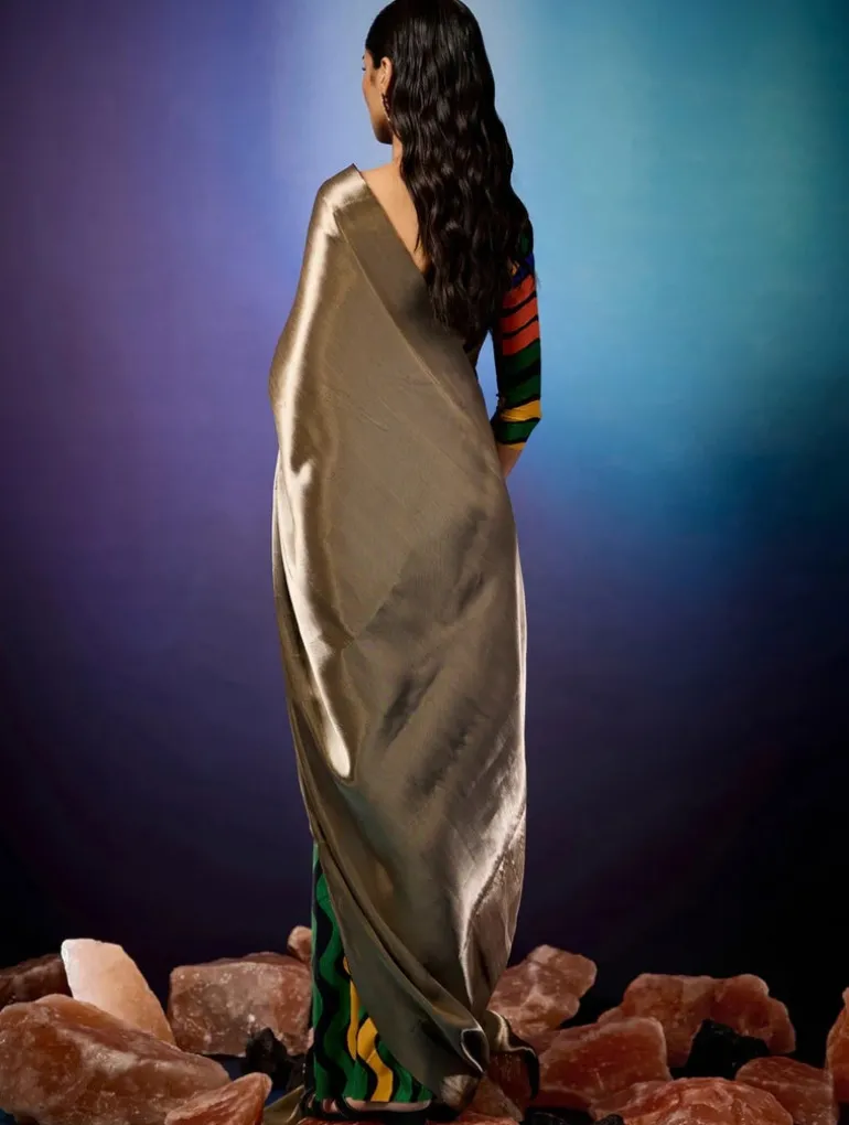 Aurorays Liquid Gold Tailored Sari Set