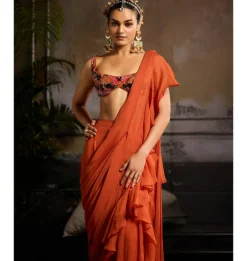 Autumn Glow Draped Sari Set