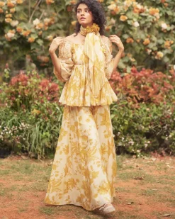 Aveza Yellow Peplum Set