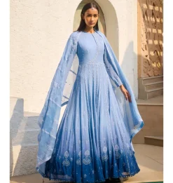 Azure Dream Chikankari Anarkali