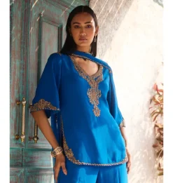 Azure Kurta and Flare Pant Set