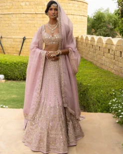 Baby Orchid Thread Embroidered Lehenga Set