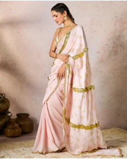 Baby Pink Potters Touch Gota Sari Set