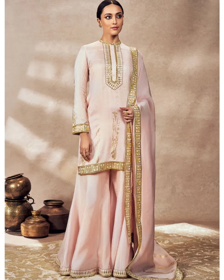 Baby Pink Whispering Lily Sharara Set