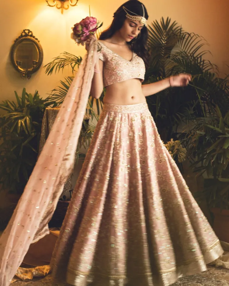 Badla Resham Jaal Lehenga