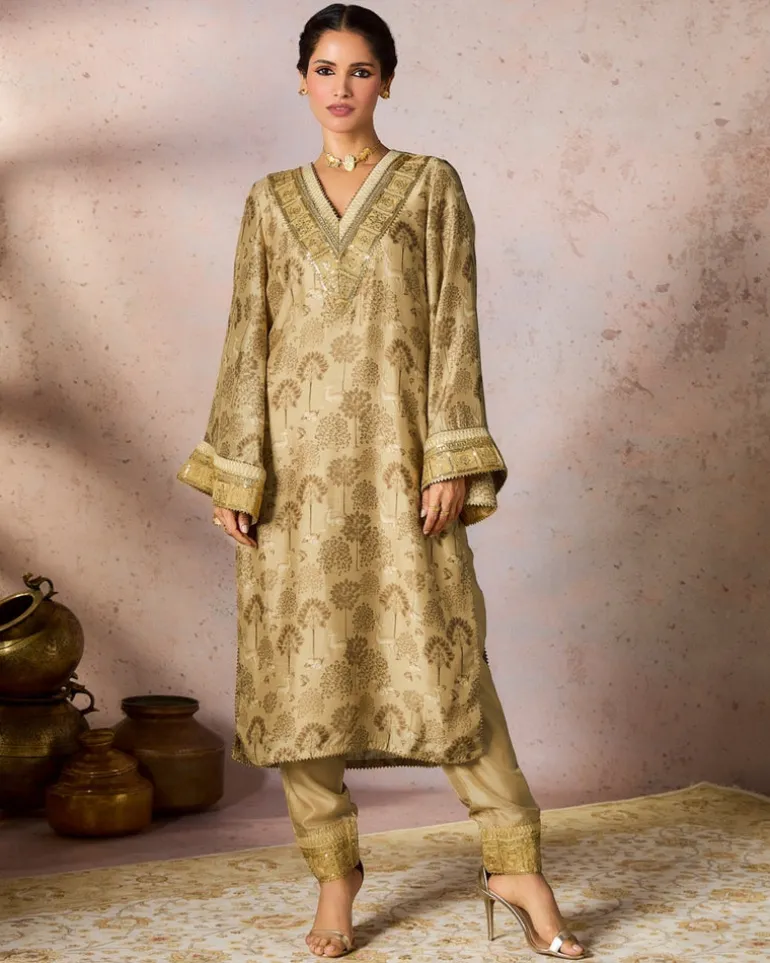Beige Midnight Maze Tunic Set