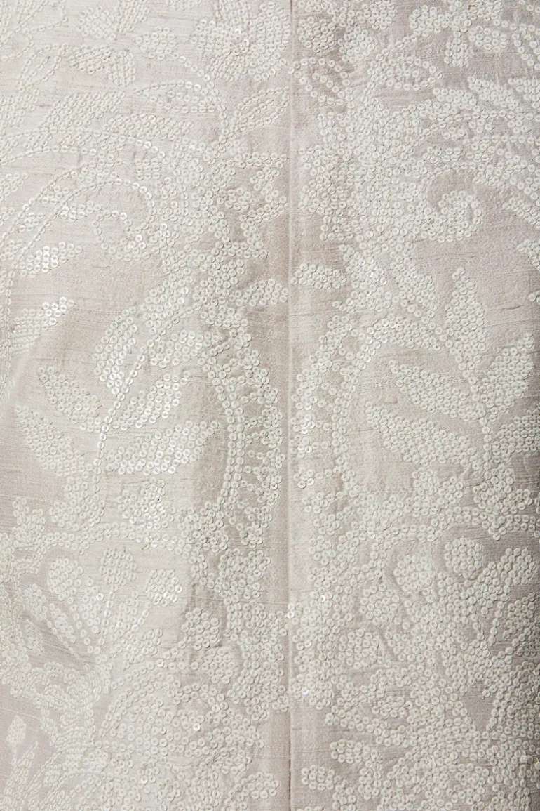 Beige Pink Sequin Embroidered Sherwani Set