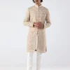 Beige Pink Thread Embroidery Sherwani | Sample Sale