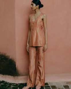 Beige Printed Pant Suit