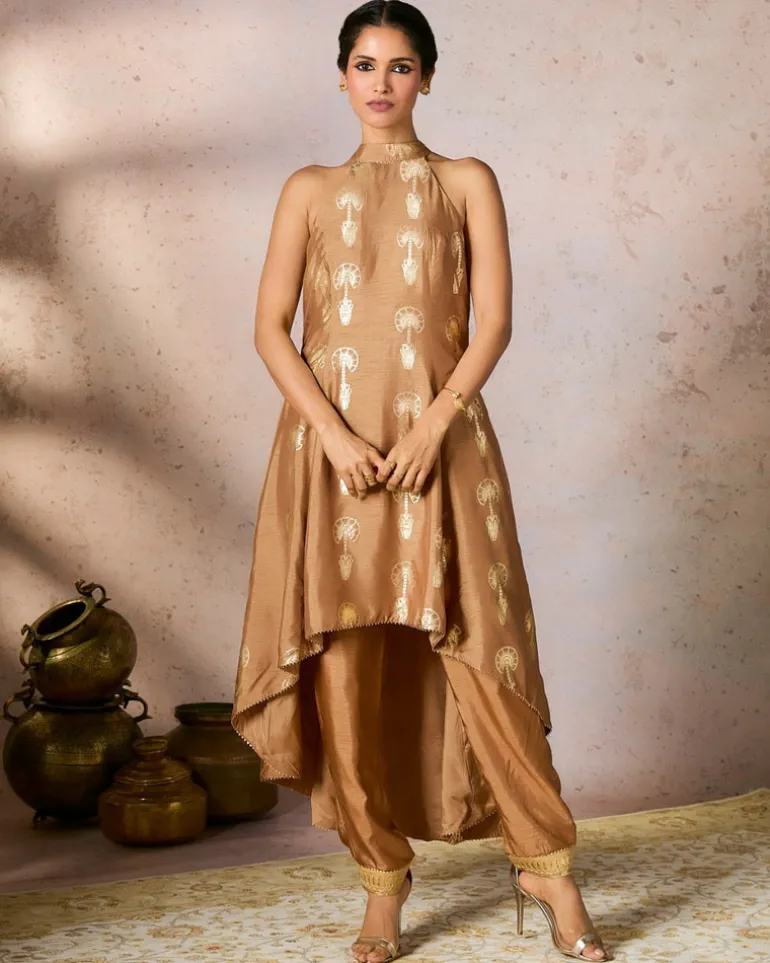 Beige Traveler's Palm Tunic Set