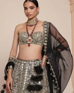Black & Gold Mirror Lehenga Set