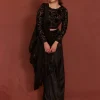 Black Applique Pre-Draped Sari Set