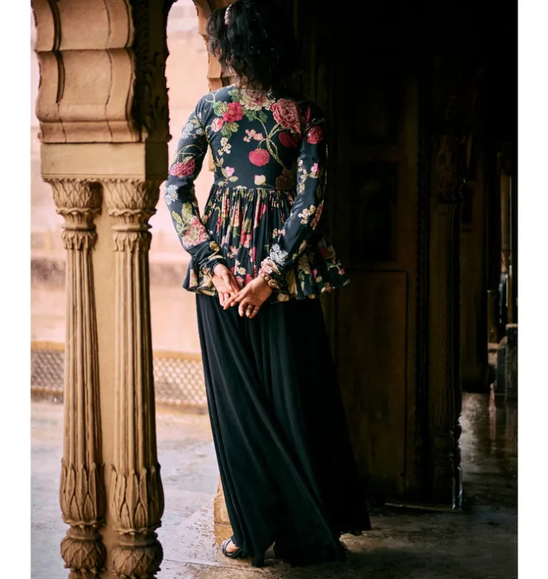 Black Crepe Pant Set