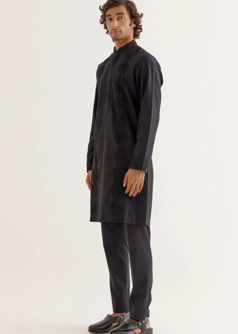 Black Dori Embroidered Kurta Set