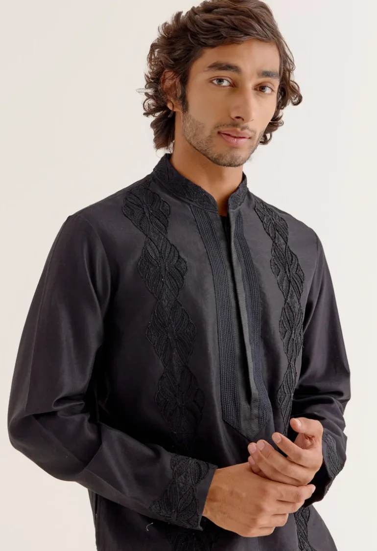 Black Dori Embroidered Kurta Set