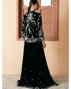 Black Embroidered Belted Sharara Set