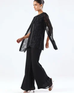Black Embroidered Jacket & Pant Set
