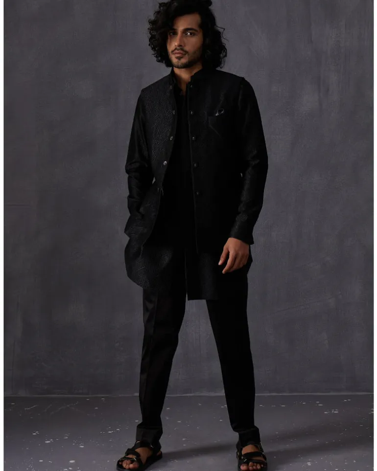 Black Embroidery Kairos Nehru Jacket Set