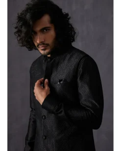 Black Embroidery Kairos Nehru Jacket Set