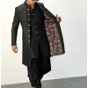 Black Front Open Kurta Set